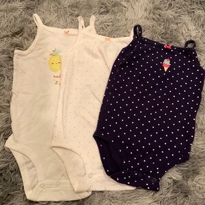 NWT Bundle lot of 3 baby girl tank top onesies 24months